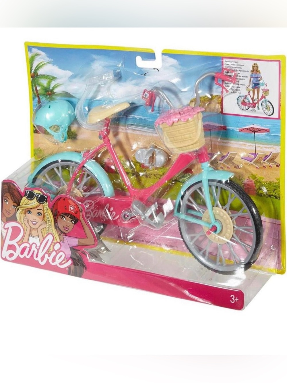 Barbie Light Blue Bicycle with Front Basket & accessories for doll NEW